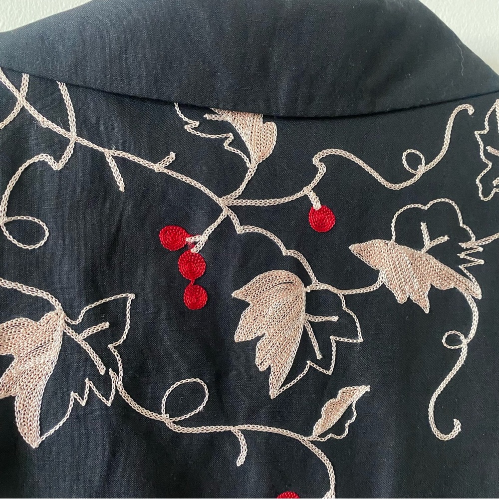 Vintage SUE WONG Floral Print Embroidered Appliqué  Asian Inspired Trench Coat - Picture 10 of 16